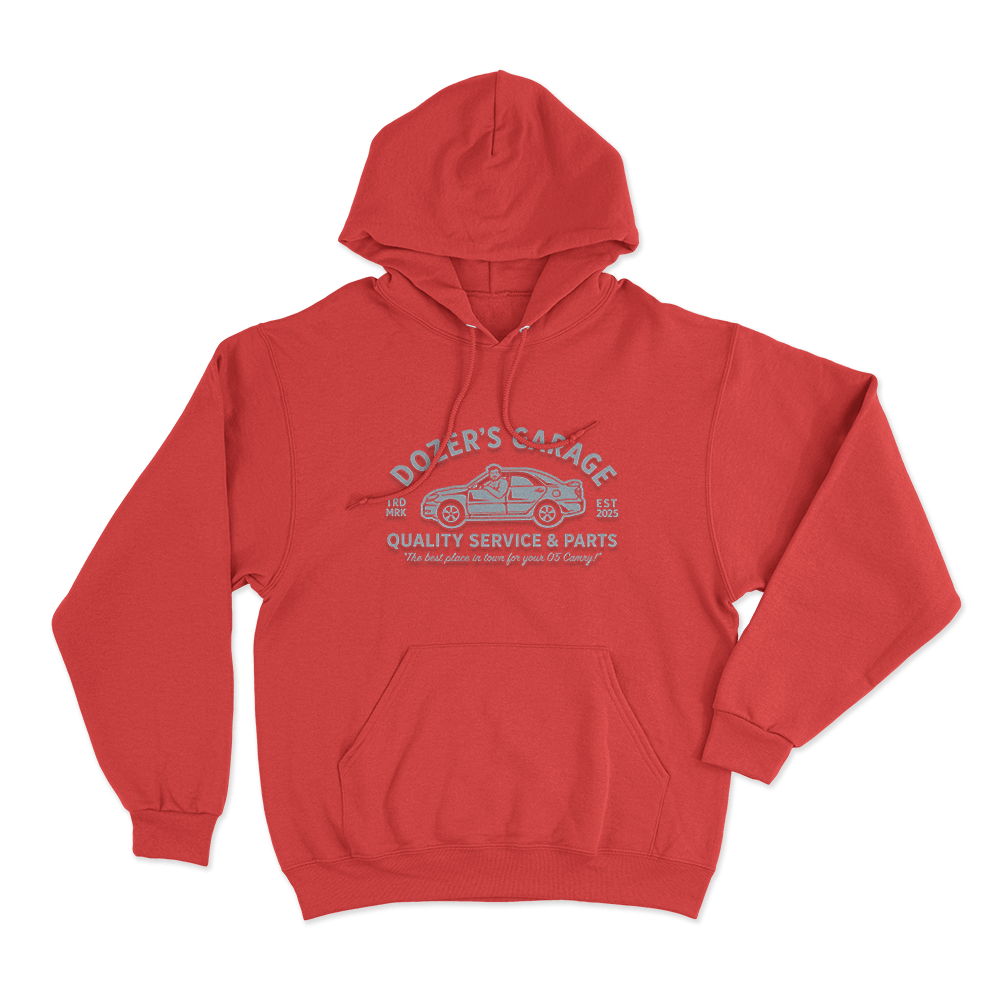 Dozer's Garage Unisex Hoodie Red Dozers Garage Unisex Hoodie Red