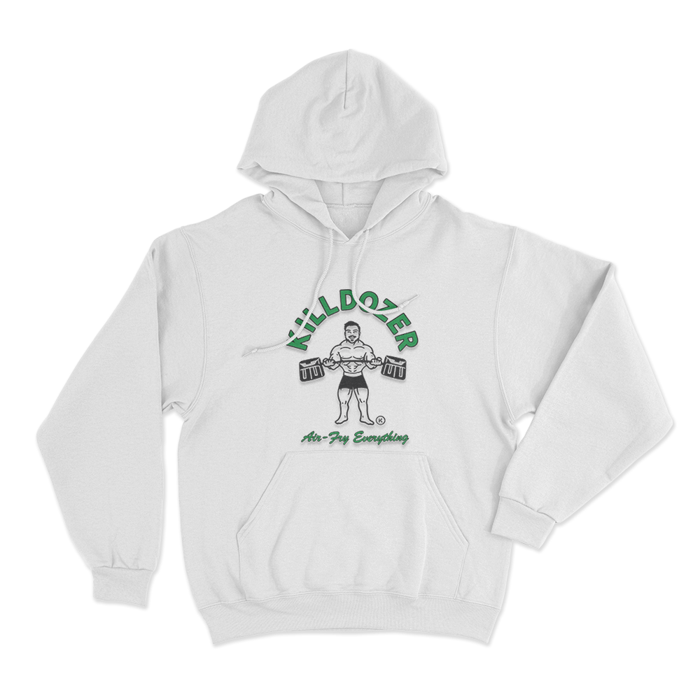 Killdozer Air-Fry Everything Unisex Hoodie White Killdozer Air Fry Everything Unisex Hoodie White